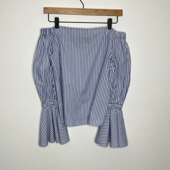 Alexis Womens Juniper Off The Shoulder Bell Sleeve Top XS Blue White Stripe - Picture 7 of 9